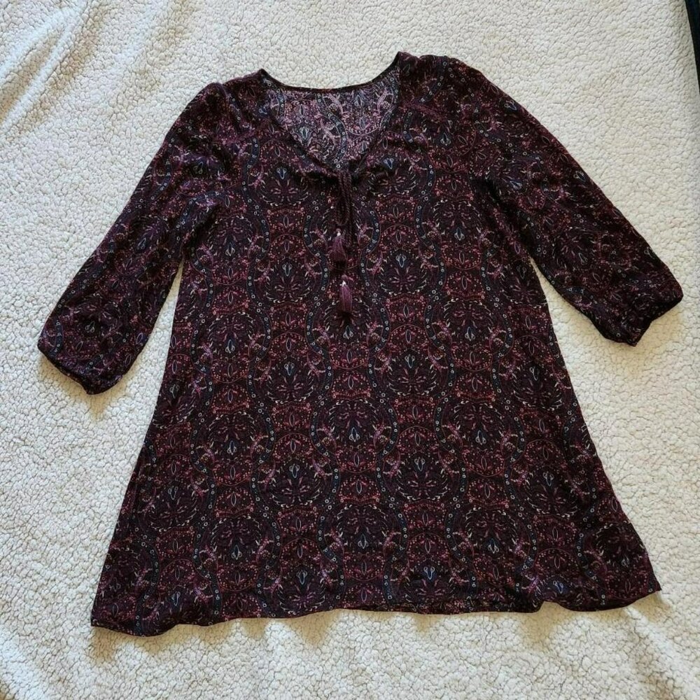 Y2k Paisley Baby Doll Peasant Mini Dress Sz M Whimsigoth Boho Indie Streetwear
